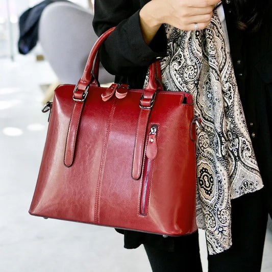 Red Genuine Leather Handbag
