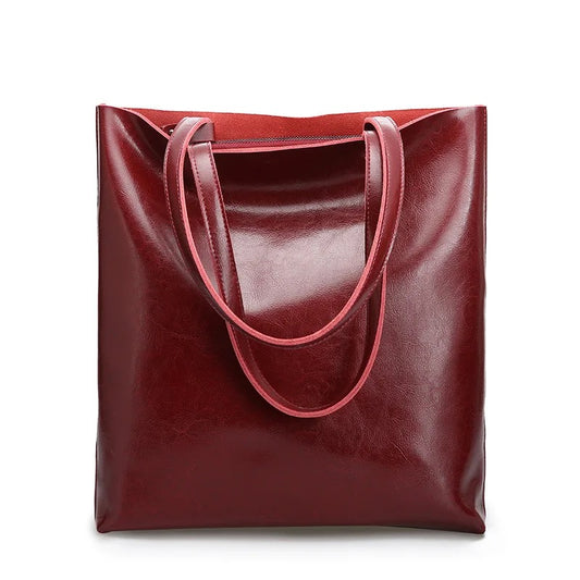 Genuine Leather Red Tote
