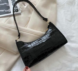 “SheBad” Black Alligator Print Handbag