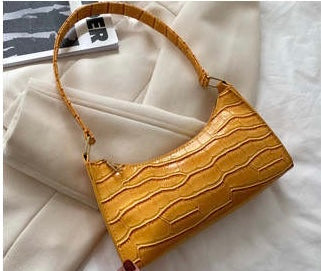 “SheBad” Mustard Alligator Print Handbag