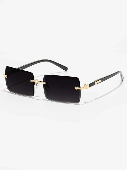 Chic "SHEBAD" Square Frame Fashion Glasses - Black Lenses, Rimless Design - Shop Blue Orchid Boutique