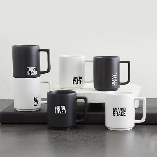 Mugs Bundle - 12 Matte Ceramic Mugs - Debossed Design - Stackable - Shop Blue Orchid Boutique