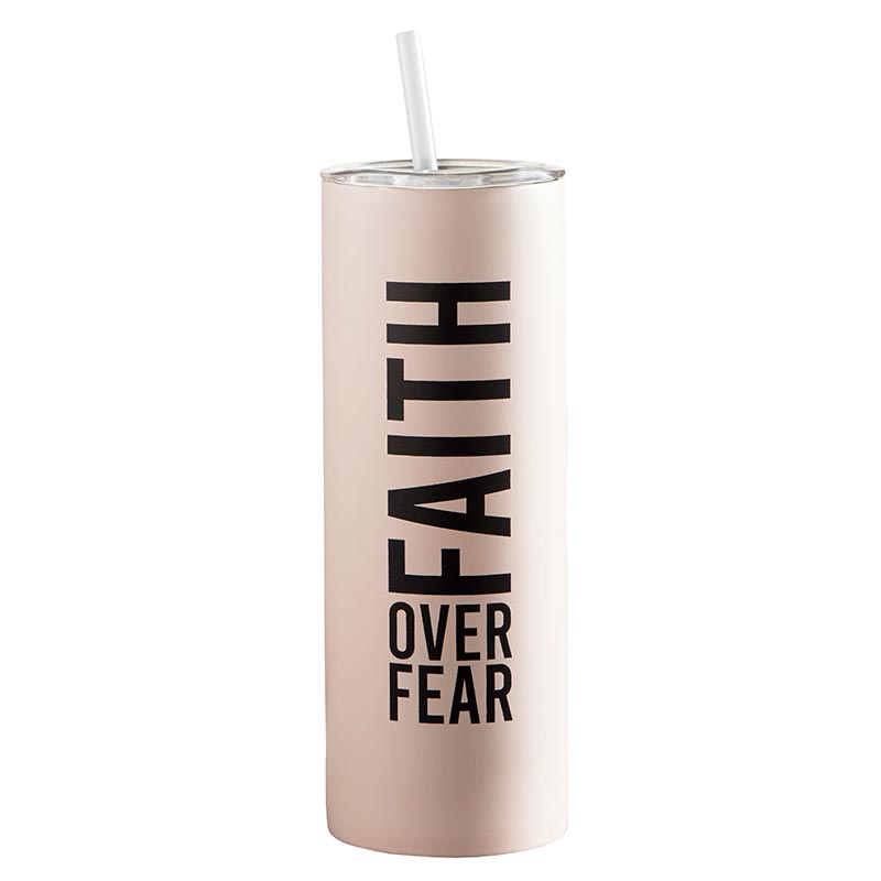 Sleek Faith over Fear Skinny Tumbler - BPA Free Lid and Straw - 20 oz Capacity - Stylish Design - Shop Blue Orchid Boutique