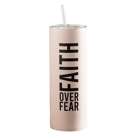 Sleek Faith over Fear Skinny Tumbler - BPA Free Lid and Straw - 20 oz Capacity - Stylish Design - Shop Blue Orchid Boutique