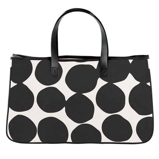 Polka Dot Canvas Tote - Fun Printed Design - Genuine Leather Handles - Heavyweight Canvas Material - Waterproof Lining - Shop Blue Orchid Boutique