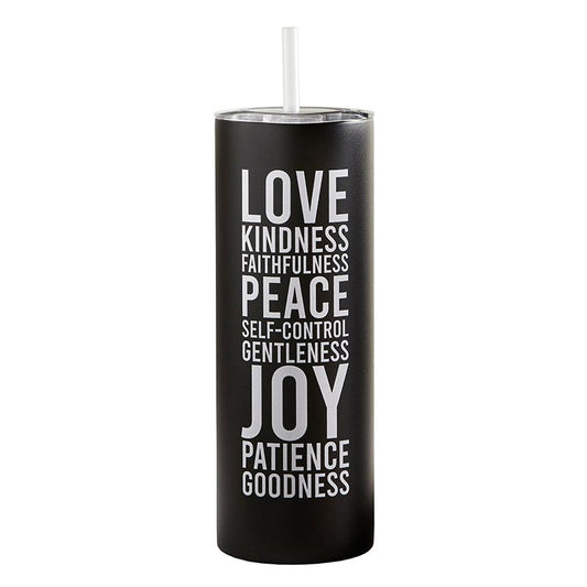 Fruit of Spirit Tumbler - Black and White - 20 oz - BPA Free Lid and Straw - Fits Most Cup Holders - Fun Designs - Shop Blue Orchid Boutique
