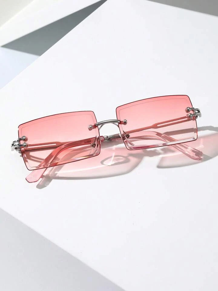 Stylish "SHEBAD" Rimless Fashion Glasses - Pink Boho Square Frames - Shop Blue Orchid Boutique