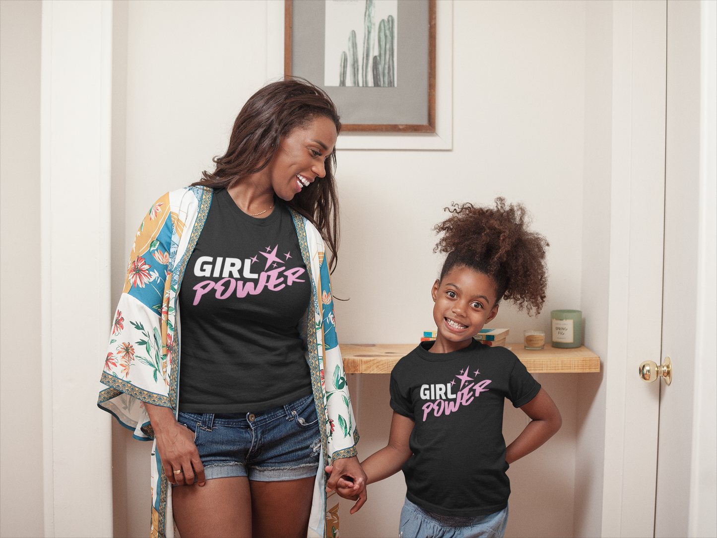 Girl Power Stars T-Shirt - Soft 100% Airlume Combed Cotton, Light Fabric, Retail Fit, Tear-Away Label, True to Size - Shop Blue Orchid Boutique